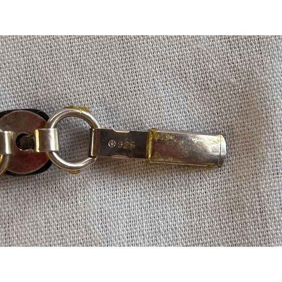 Sterling Sliver Multi-Color Gem Chain Bracelet, Unique, Colorful. 7.5 Inches - Picture 6 of 6